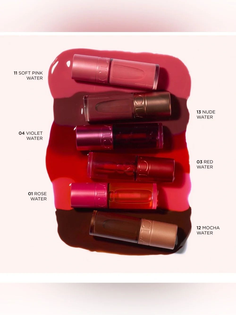 Clarins Hydrating Water Lip Stain — Bright Pink / Coral Tube